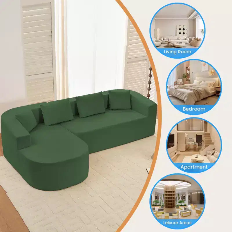 Canapé d'angle en chenille de 98 pouces avec méridienne incurvée, 3 places moderne Cloud, aucun assemblage requis