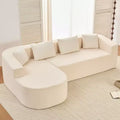 Mjkone 98Chenille L-Shape Sectional Sofa with Curved ChaiseModern Cloud 3-Seater Sofa Floor-hugging,No Assembly Required