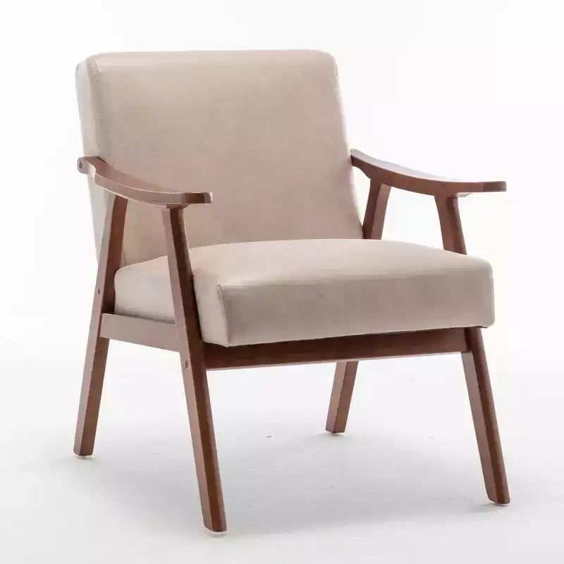 Fauteuil d'appoint en bois massif de style Mid-Century pour salon ou coin lecture