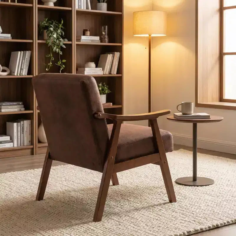 Fauteuil d'appoint en bois massif de style Mid-Century pour salon ou coin lecture