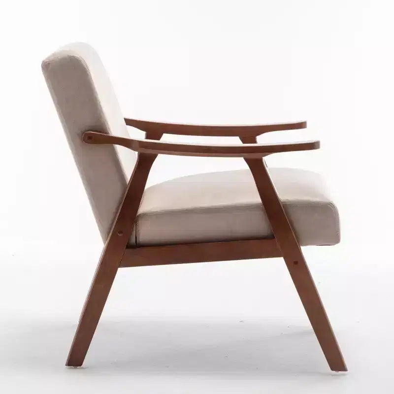 Fauteuil d'appoint en bois massif de style Mid-Century pour salon ou coin lecture