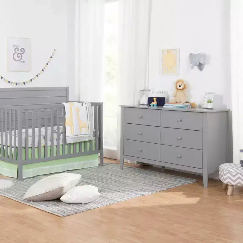 Commode 6 tiroirs pour chambre de bébé, bois de pin massif, certifiée GREENGUARD Gold