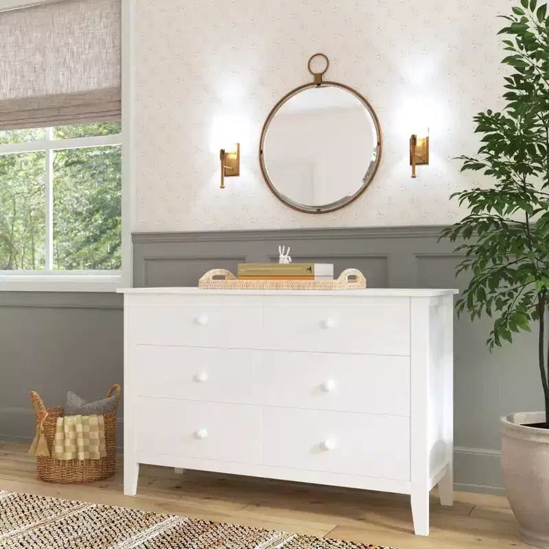Commode 6 tiroirs pour chambre de bébé, bois de pin massif, certifiée GREENGUARD Gold