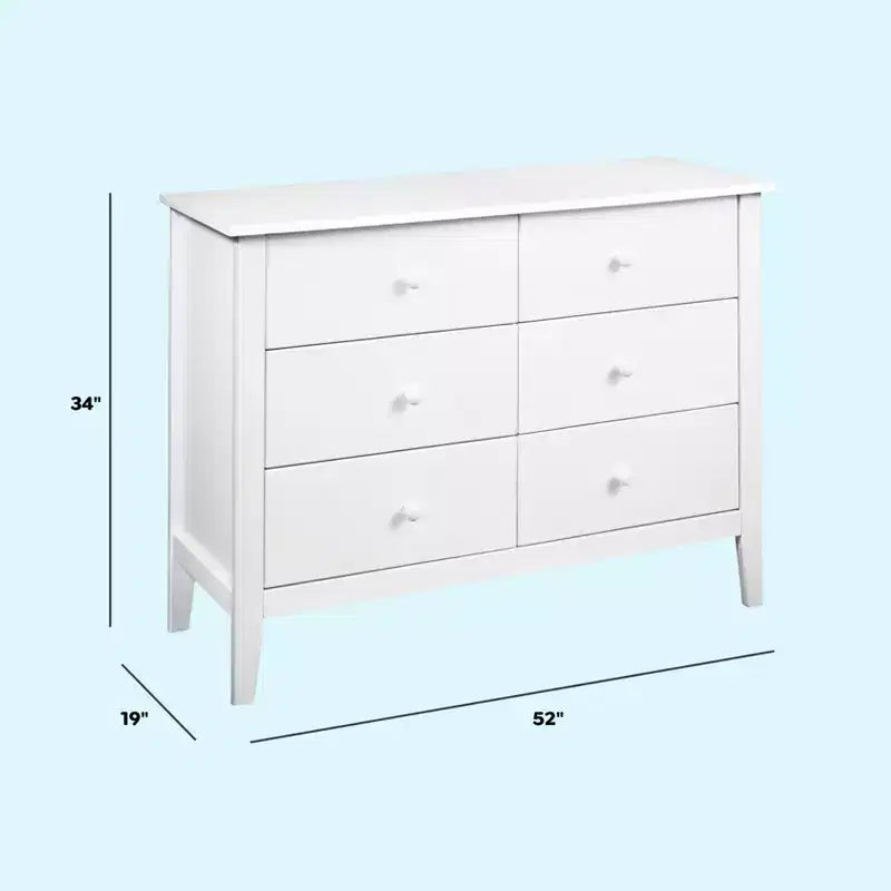 Commode 6 tiroirs pour chambre de bébé, bois de pin massif, certifiée GREENGUARD Gold