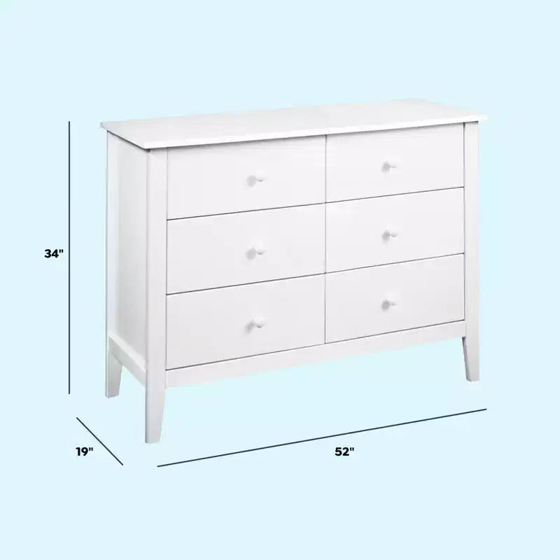 Commode 6 tiroirs pour chambre de bébé, bois de pin massif, certifiée GREENGUARD Gold