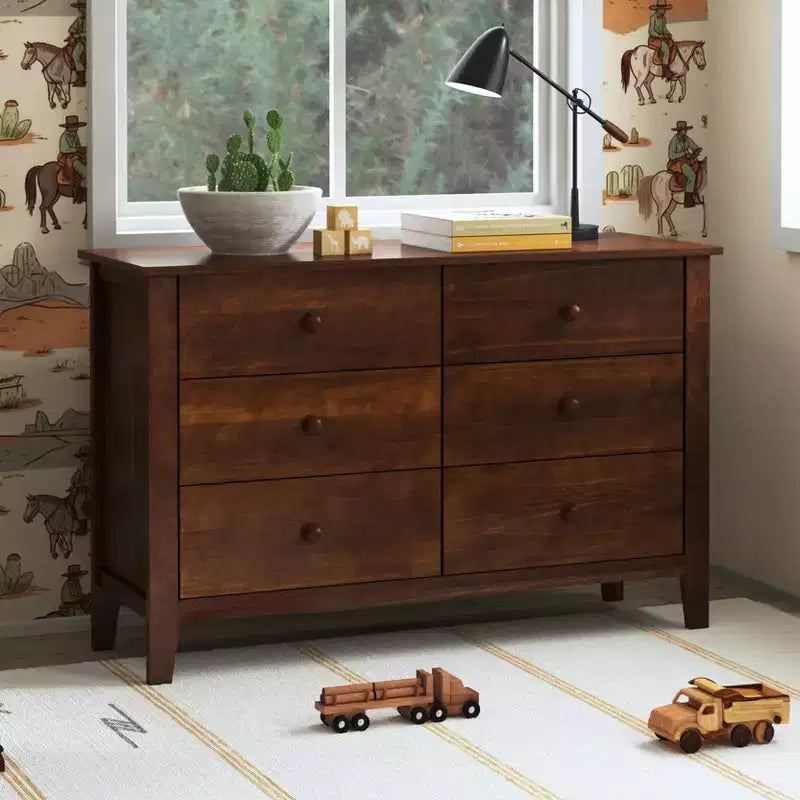 Commode 6 tiroirs pour chambre de bébé, bois de pin massif, certifiée GREENGUARD Gold