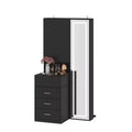Meuble-lavabo avec miroir LED pleine grandeur et tiroirs divisés, organisateur de maquillage de chambre à coucher, blanc/noir/rose
