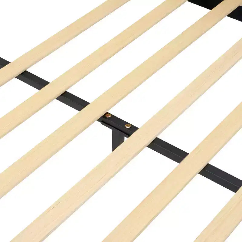 Lit plateforme Queen/King Size, Cadre de lit rembourré en tissu bouclé avec tête de lit incurvée