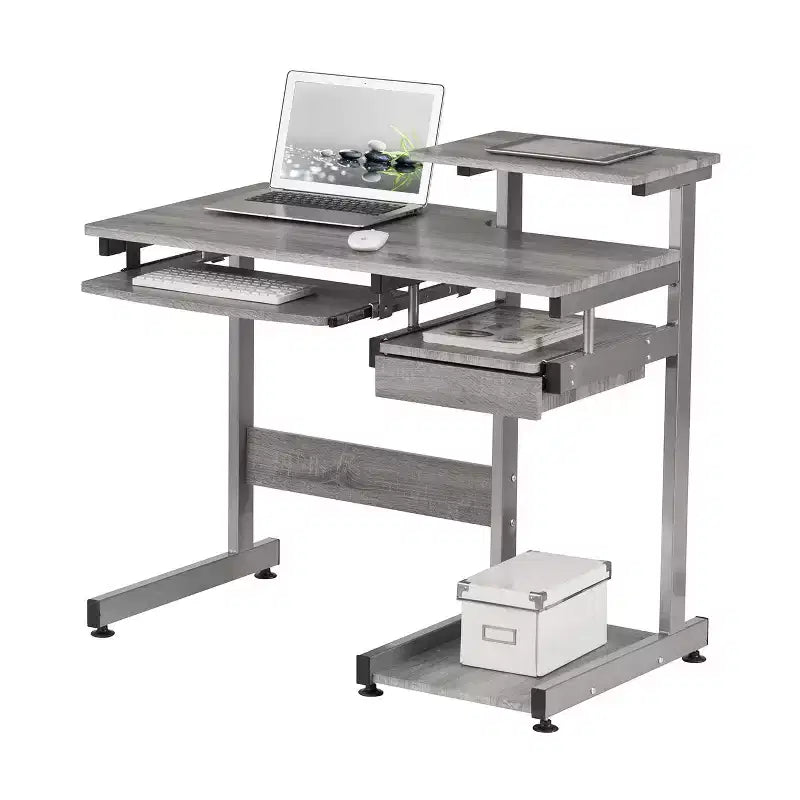 Bureau informatique de 95,9 cm avec tiroir clavier, bureau debout avec étagères de rangement, bureau pour salon, salle de lecture, bureau