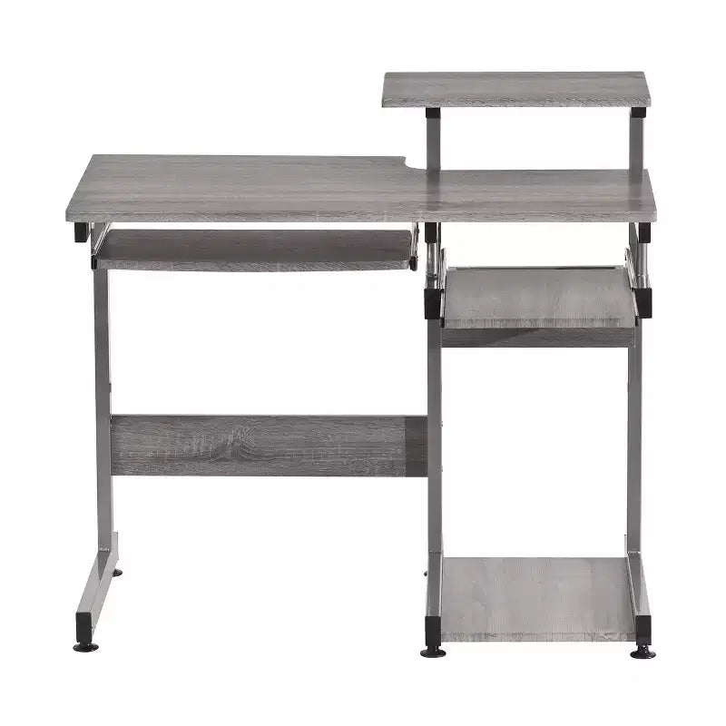 Bureau informatique de 95,9 cm avec tiroir clavier, bureau debout avec étagères de rangement, bureau pour salon, salle de lecture, bureau
