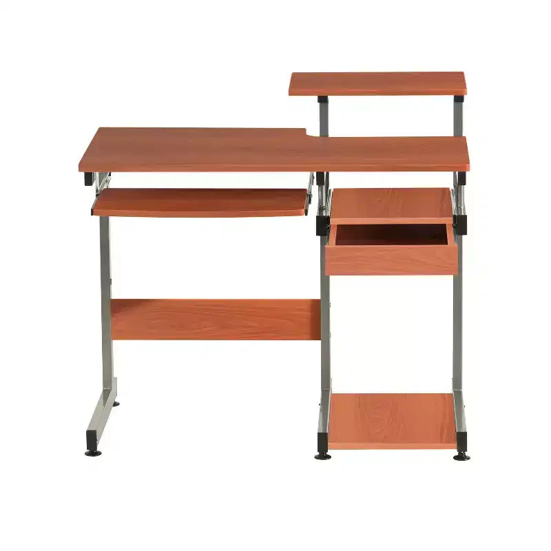 Bureau informatique de 95,9 cm avec tiroir clavier, bureau debout avec étagères de rangement, bureau pour salon, salle de lecture, bureau