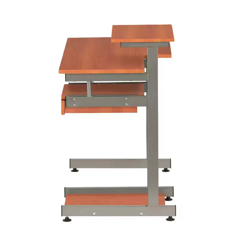 Bureau informatique de 95,9 cm avec tiroir clavier, bureau debout avec étagères de rangement, bureau pour salon, salle de lecture, bureau