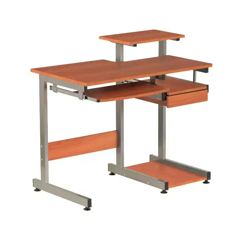 Bureau informatique de 95,9 cm avec tiroir clavier, bureau debout avec étagères de rangement, bureau pour salon, salle de lecture, bureau