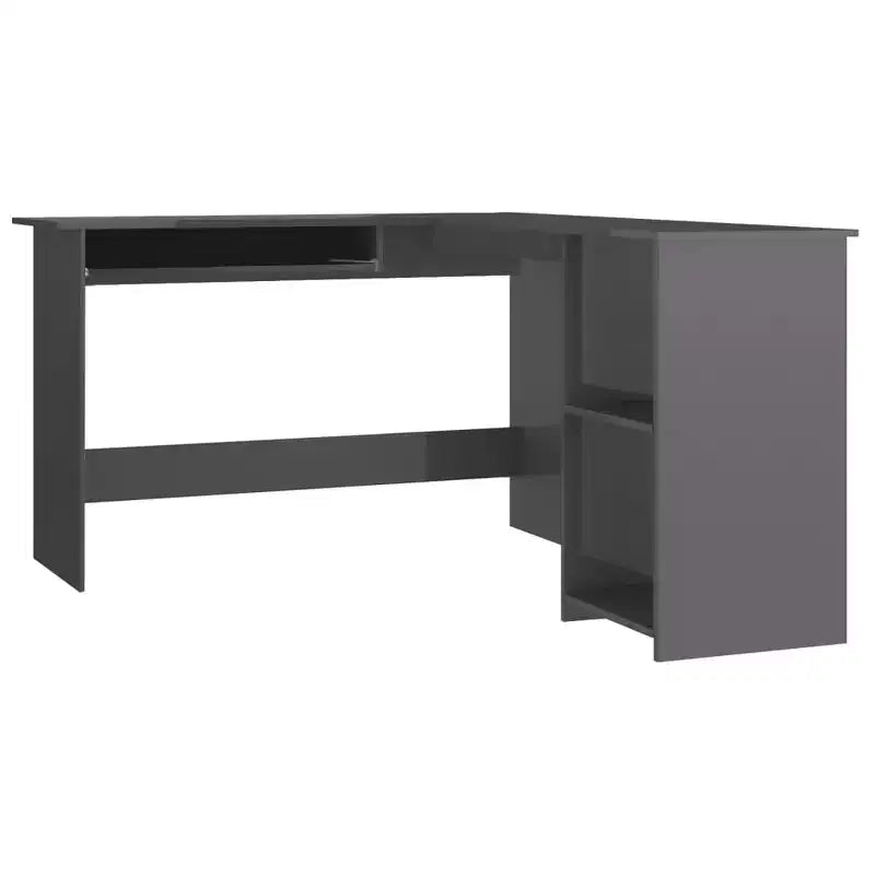 Bureau d'angle moderne en L, poste de travail d'angle réglable avec étagères de rangement pour les petits espaces