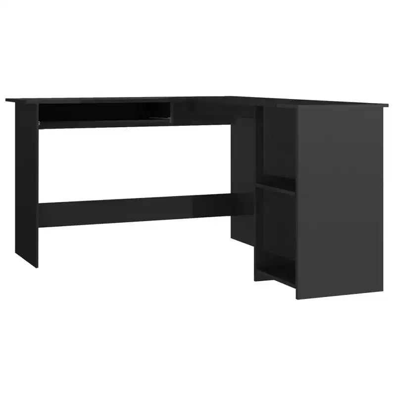 Bureau d'angle moderne en L, poste de travail d'angle réglable avec étagères de rangement pour les petits espaces
