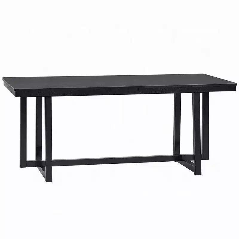 Table à manger rectangulaire de 180 cm avec pieds en tréteaux, noir moderne, 6-8 places
