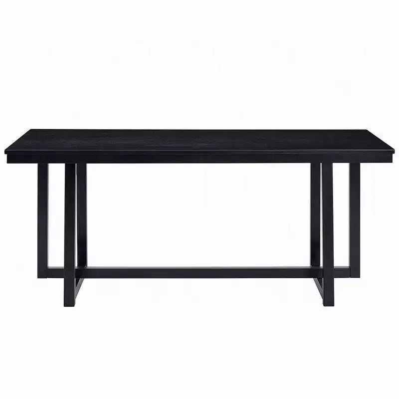Table à manger rectangulaire de 180 cm avec pieds en tréteaux, noir moderne, 6-8 places