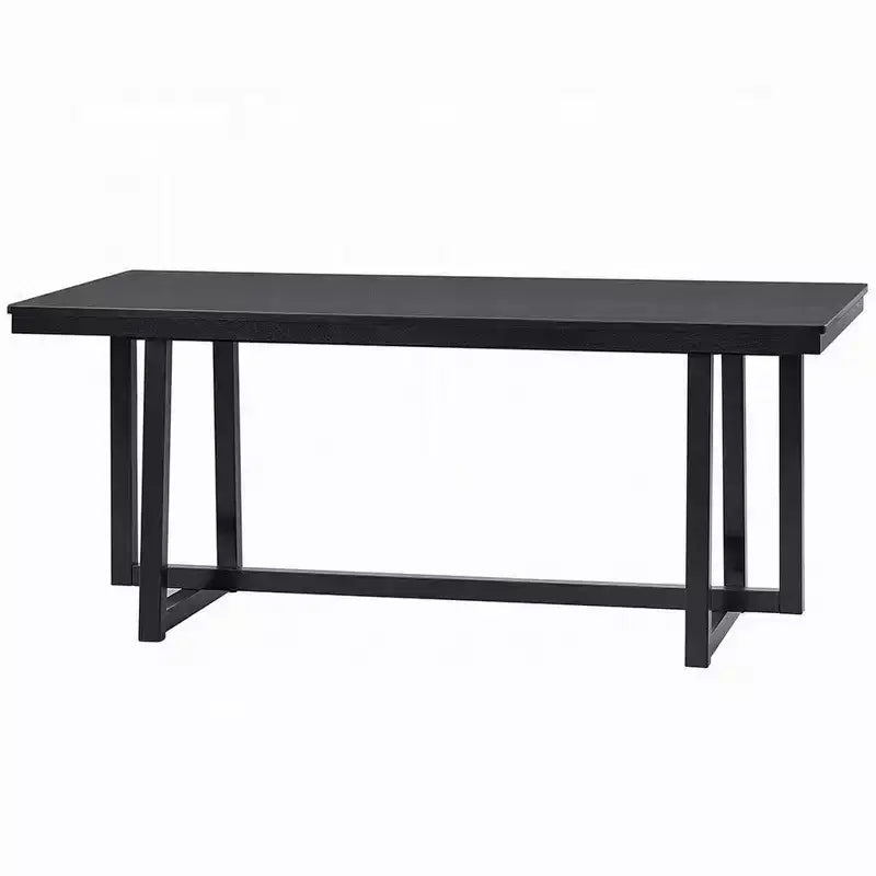 Table à manger rectangulaire de 180 cm avec pieds en tréteaux, noir moderne, 6-8 places