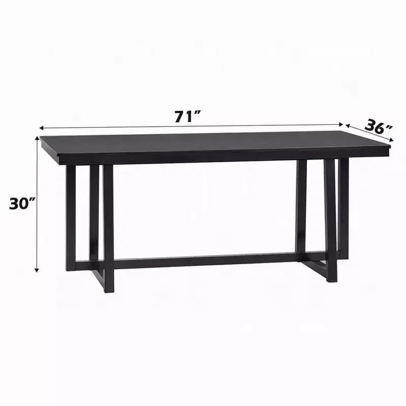 Table à manger rectangulaire de 180 cm avec pieds en tréteaux, noir moderne, 6-8 places