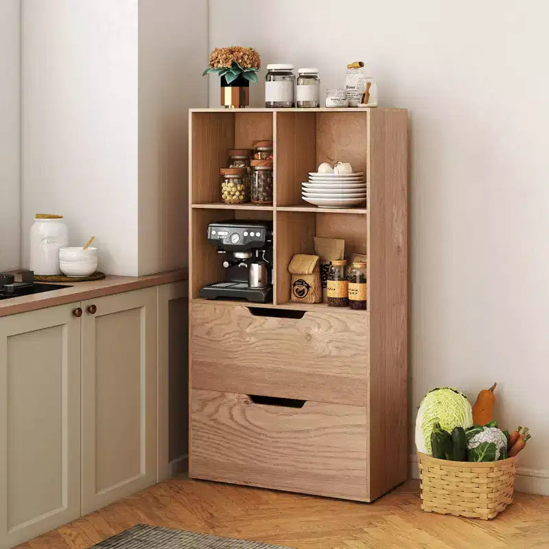 Lot de 2 bibliothèques à 5 niveaux et 4 casiers avec 2 tiroirs, 130 cm, Noir/Blanc