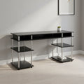 HomeStock 28 in.H Black Color Wood Composite Computer Desks with All Purpose Drawer