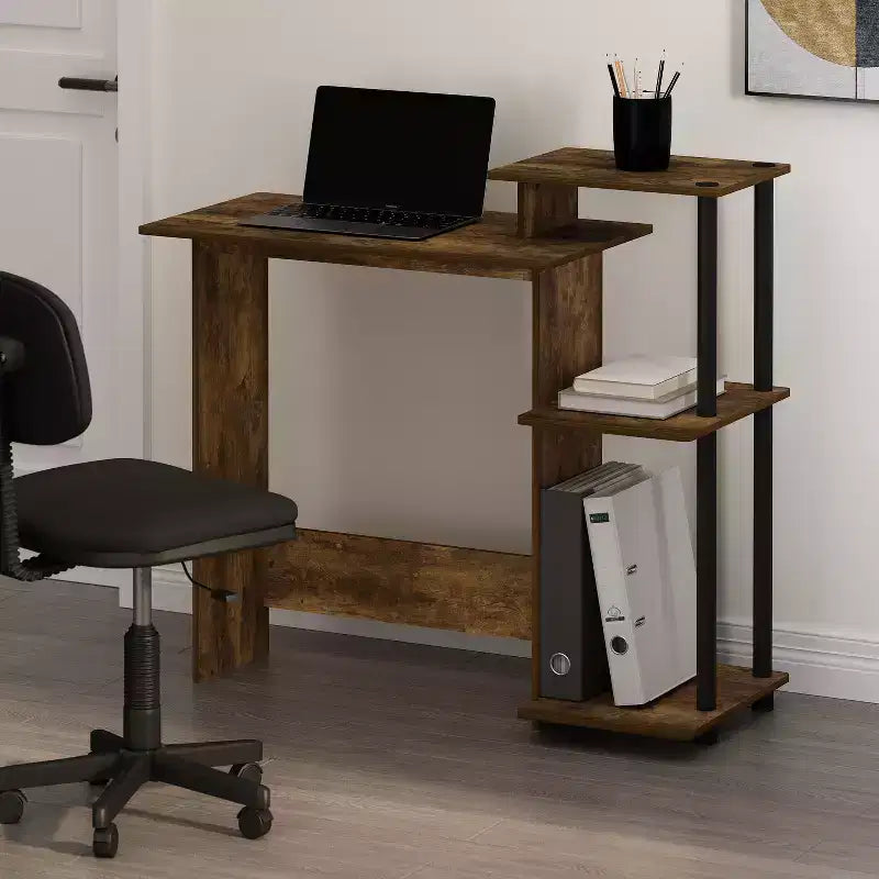 Bureau en peuplier doré avec tiroir classeur
