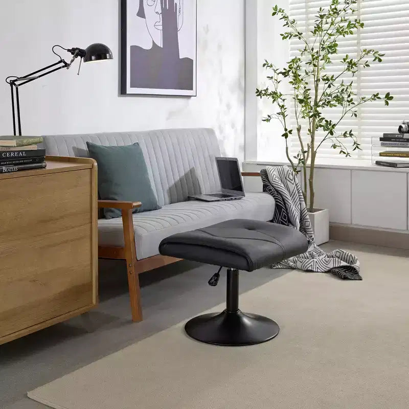 Repose-pieds réglable en hauteur sous le bureau avec rembourrage en cuir PU, Noir