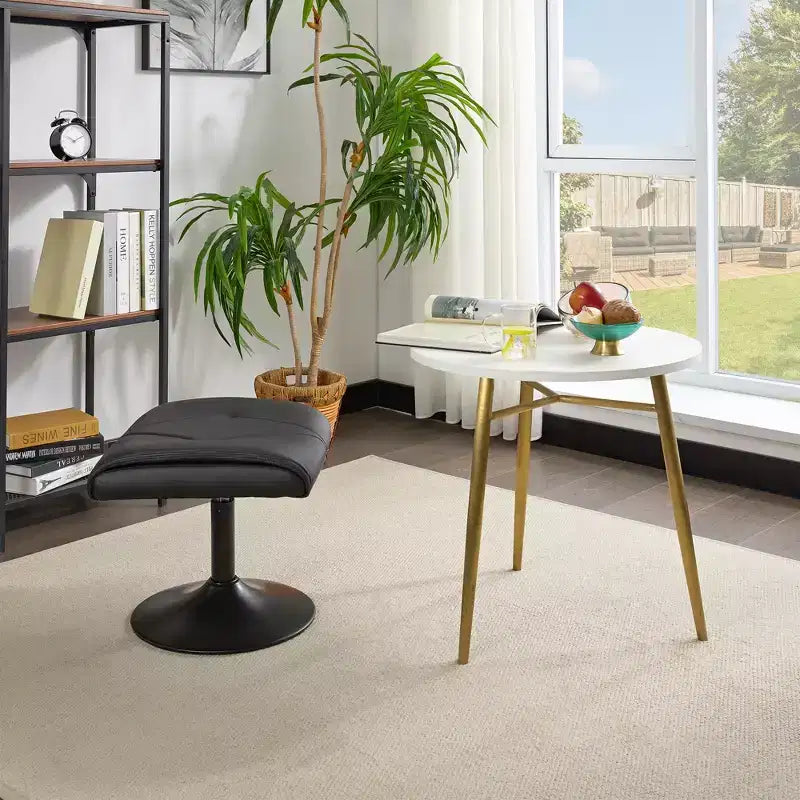 Repose-pieds réglable en hauteur sous le bureau avec rembourrage en cuir PU, Noir
