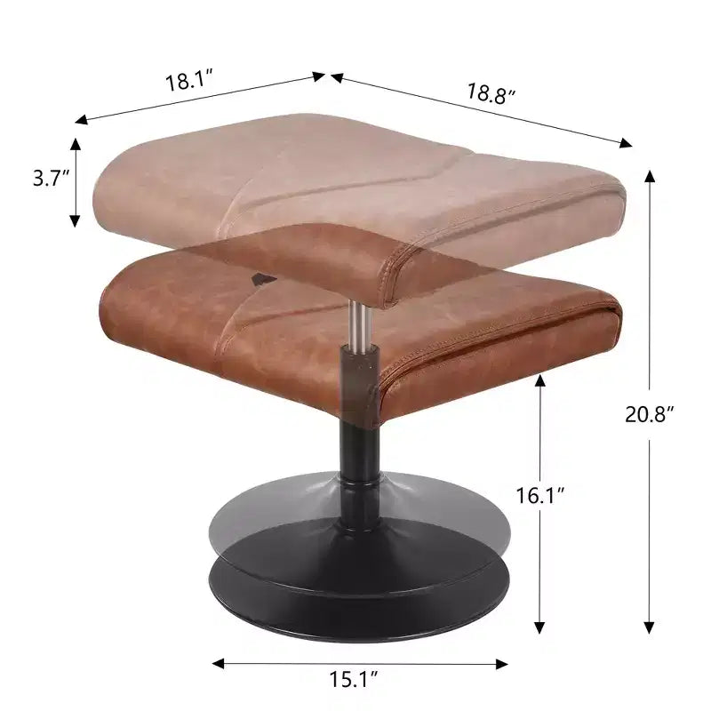 Repose-pieds réglable en hauteur sous le bureau avec rembourrage en cuir PU, Noir