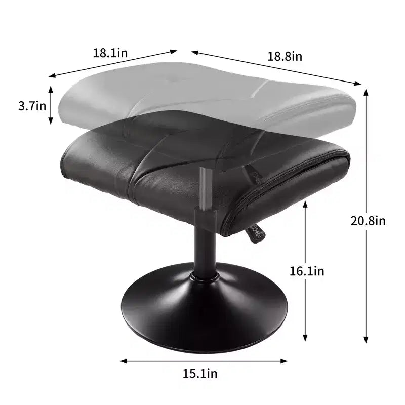 Repose-pieds réglable en hauteur sous le bureau avec rembourrage en cuir PU, Noir