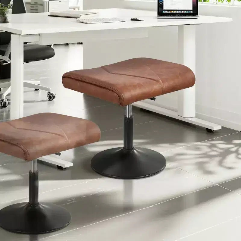 Repose-pieds réglable en hauteur sous le bureau avec rembourrage en cuir PU, Noir