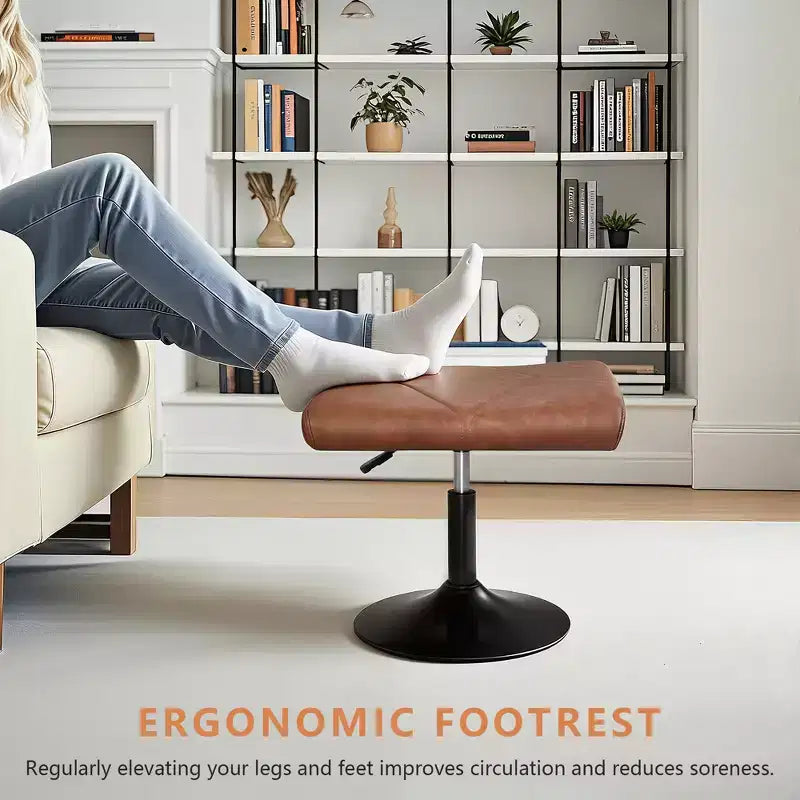 Repose-pieds réglable en hauteur sous le bureau avec rembourrage en cuir PU, Noir