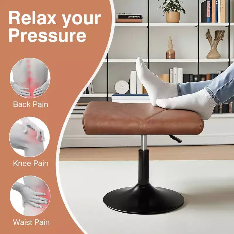 Repose-pieds réglable en hauteur sous le bureau avec rembourrage en cuir PU, Noir