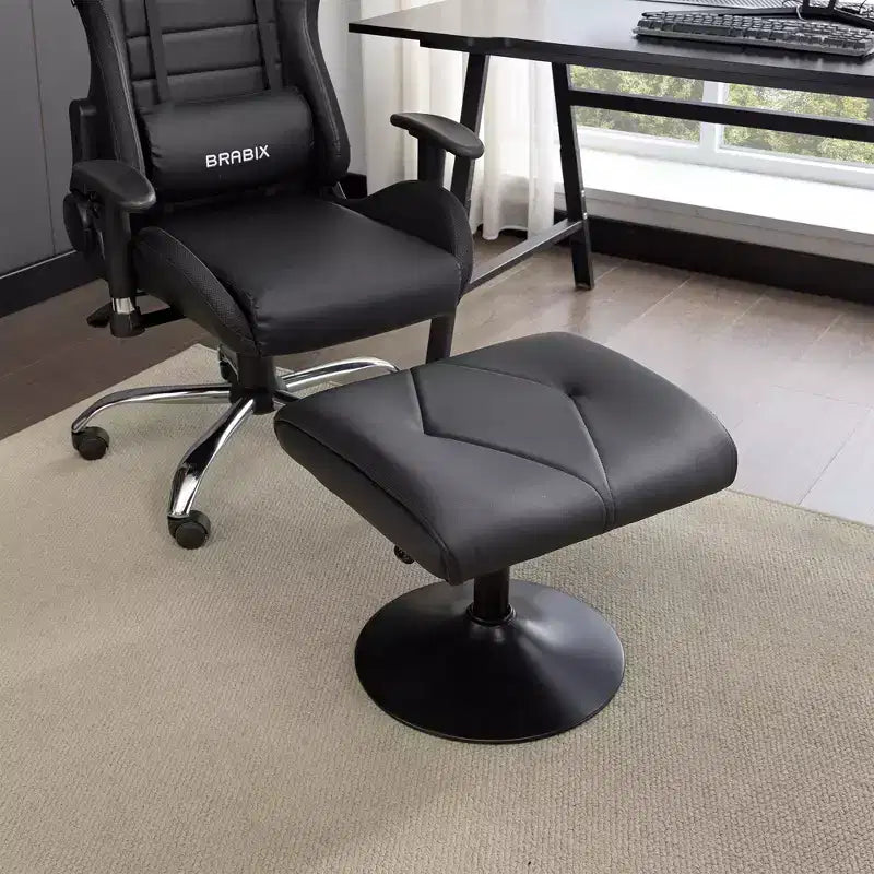 Repose-pieds réglable en hauteur sous le bureau avec rembourrage en cuir PU, Noir