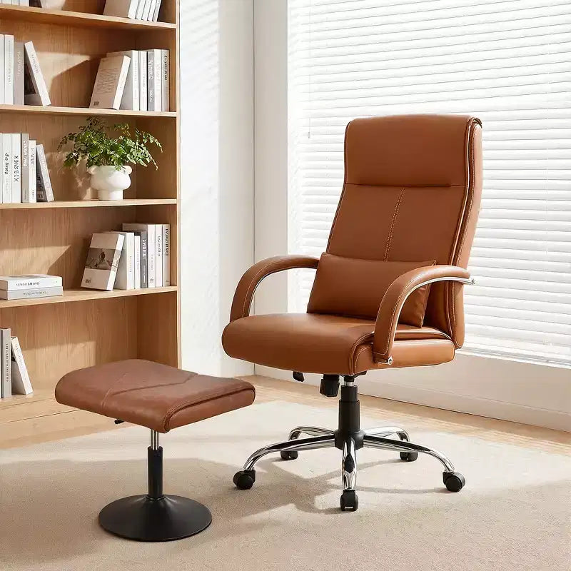 Repose-pieds réglable en hauteur sous le bureau avec rembourrage en cuir PU, Noir