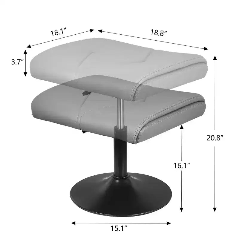 Repose-pieds réglable en hauteur sous le bureau avec rembourrage en cuir PU, Noir