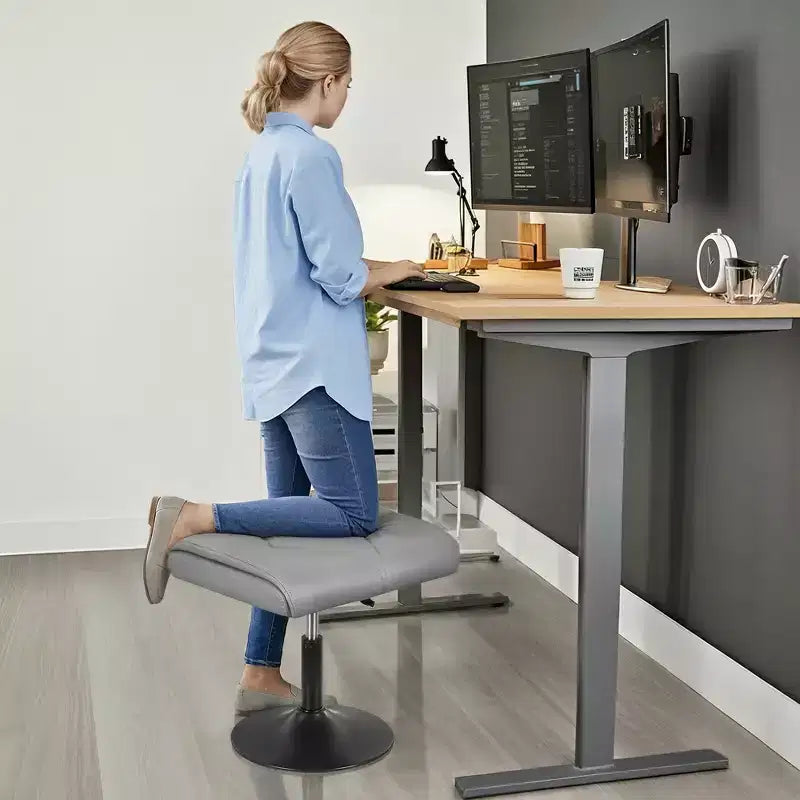 Repose-pieds réglable en hauteur sous le bureau avec rembourrage en cuir PU, Noir