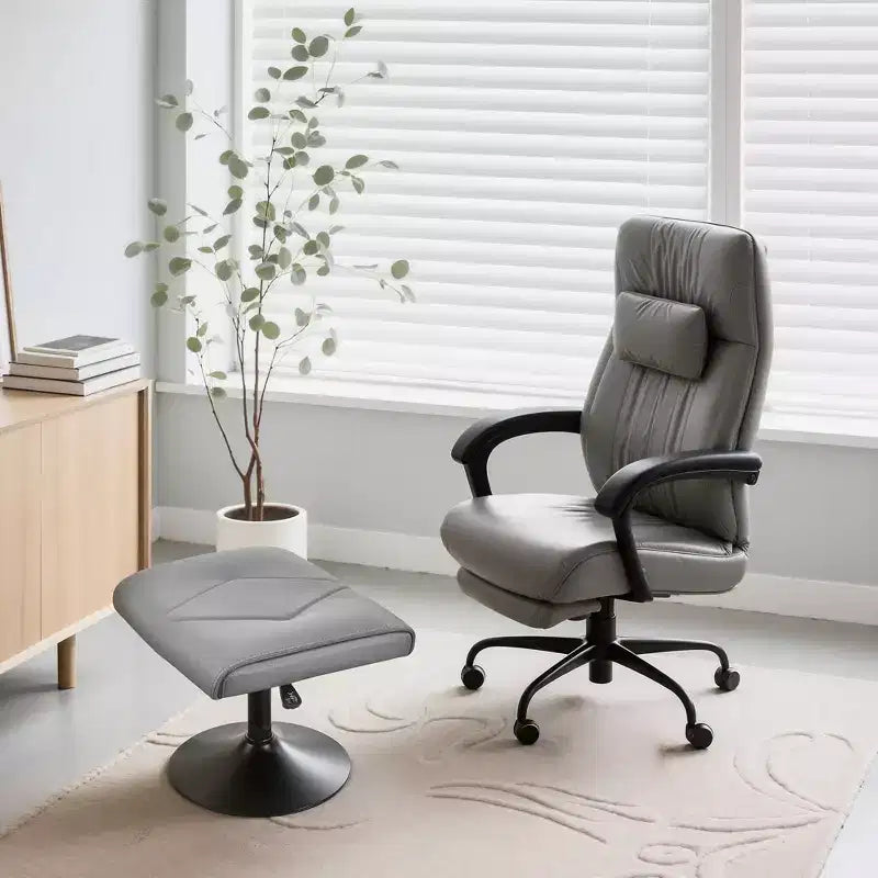 Repose-pieds réglable en hauteur sous le bureau avec rembourrage en cuir PU, Noir
