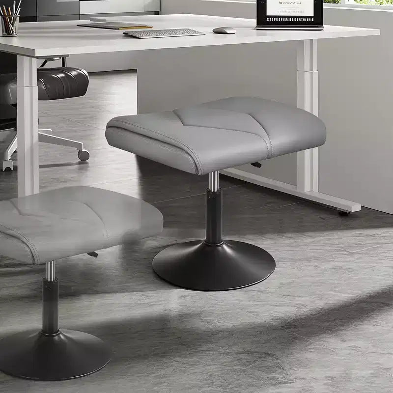 Repose-pieds réglable en hauteur sous le bureau avec rembourrage en cuir PU, Noir