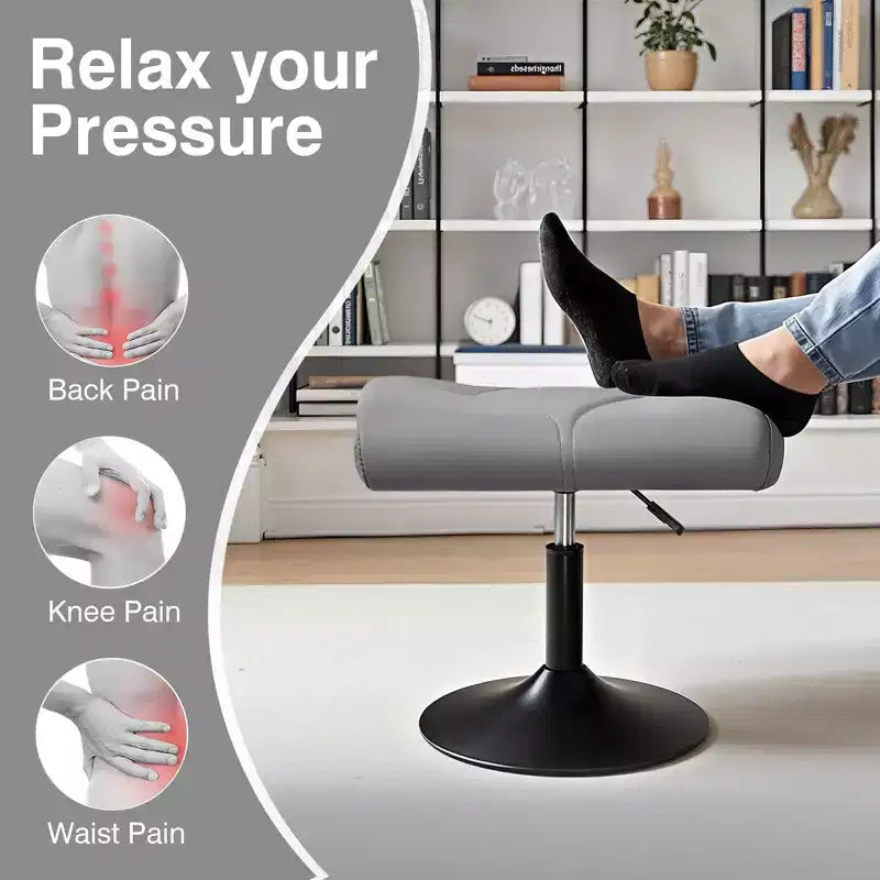 Repose-pieds réglable en hauteur sous le bureau avec rembourrage en cuir PU, Noir