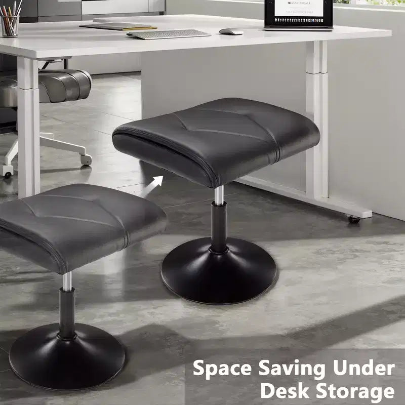 Repose-pieds réglable en hauteur sous le bureau avec rembourrage en cuir PU, Noir
