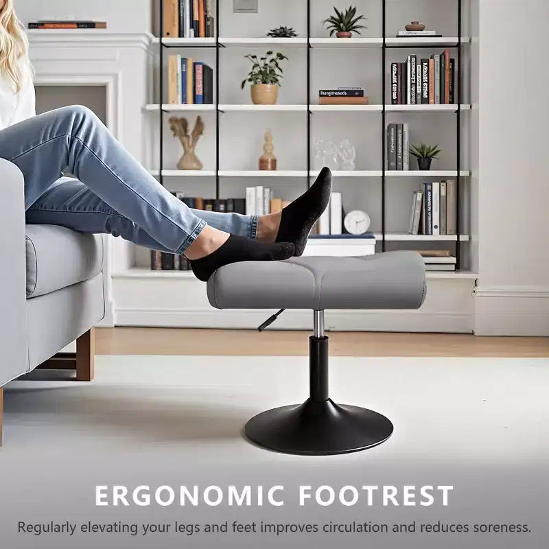 Repose-pieds réglable en hauteur sous le bureau avec rembourrage en cuir PU, Noir