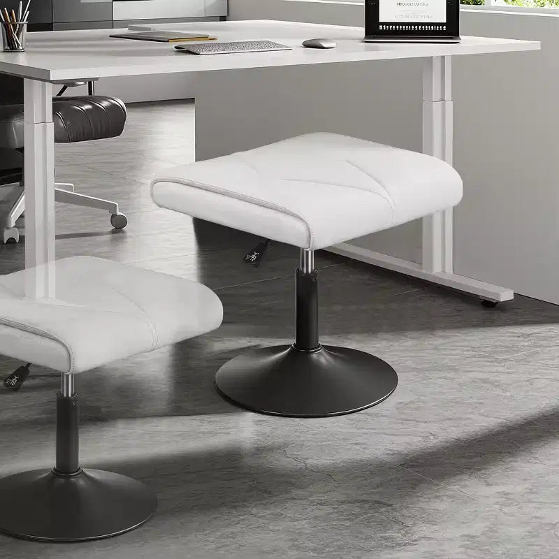 Repose-pieds réglable en hauteur sous le bureau avec rembourrage en cuir PU, Noir