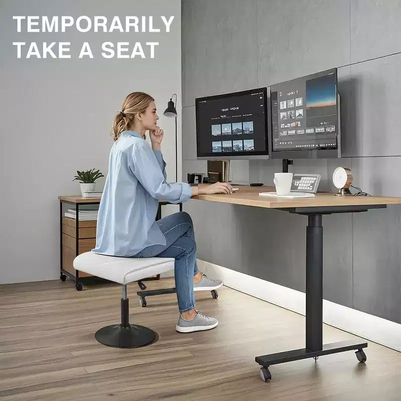 Repose-pieds réglable en hauteur sous le bureau avec rembourrage en cuir PU, Noir