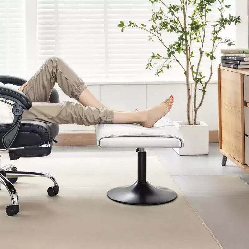 Repose-pieds réglable en hauteur sous le bureau avec rembourrage en cuir PU, Noir