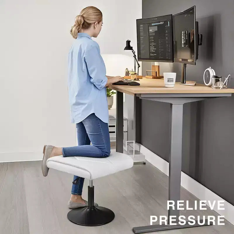 Repose-pieds réglable en hauteur sous le bureau avec rembourrage en cuir PU, Noir
