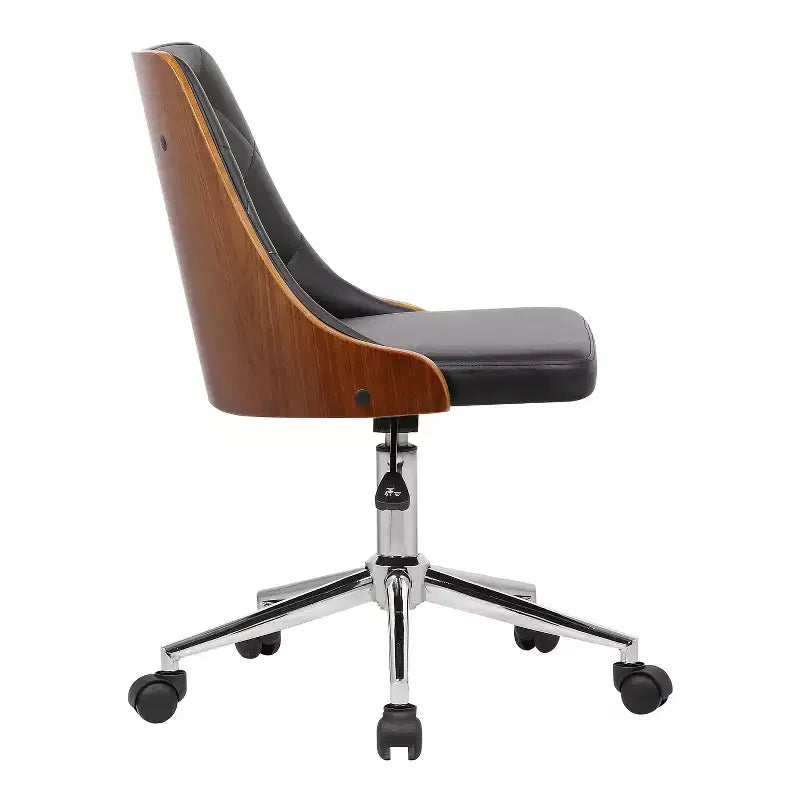 Chaise de bureau pivotante en similicuir à hauteur réglable, style moderne du milieu du siècle, blanche