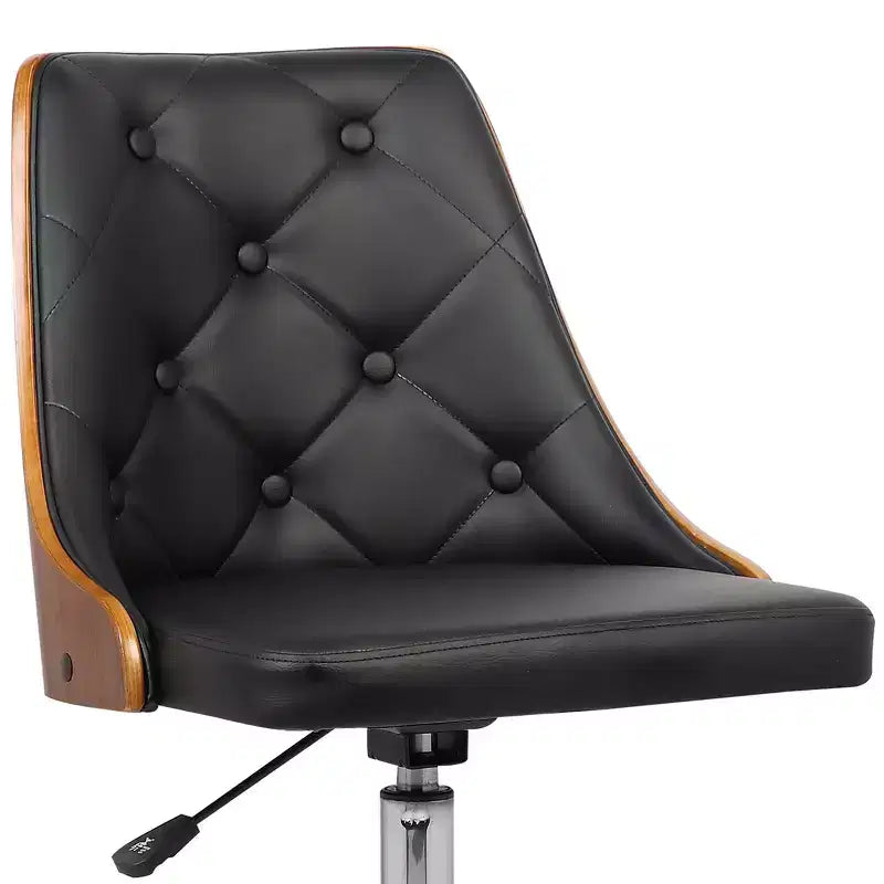 Chaise de bureau pivotante en similicuir à hauteur réglable, style moderne du milieu du siècle, blanche