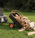 Remorque Lourd de VTT Benne Basculante en Acier, 340 kg (750 livres) 0,42 m³ (15 pieds cubes), Utilitaire de Jardin avec Côtés Amovibles pour Tracteur Tondeuse Autoportée
