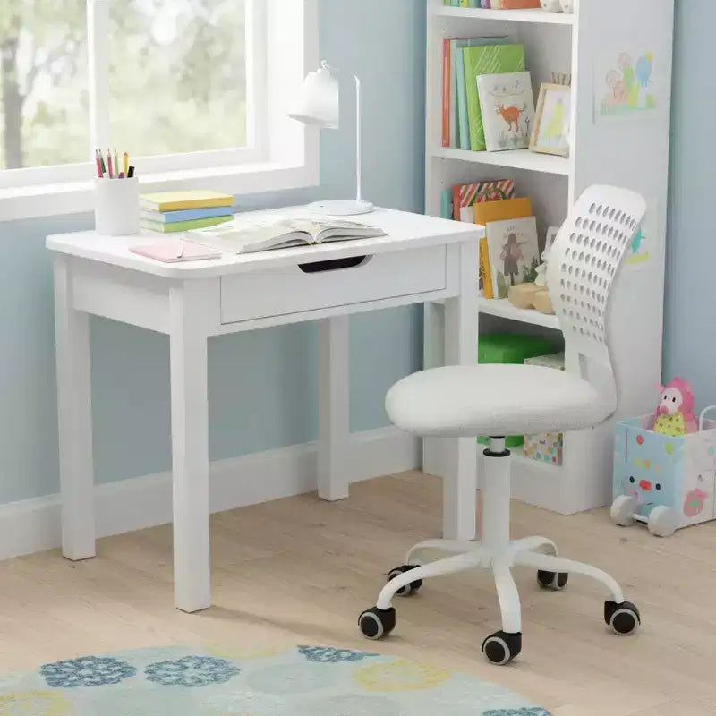 Chaise de bureau pivotante réglable pour enfants avec siège rembourré et roulettes